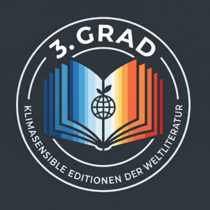 Logo, das zeigt, wie Klimastreifen zu Buchseiten werden.